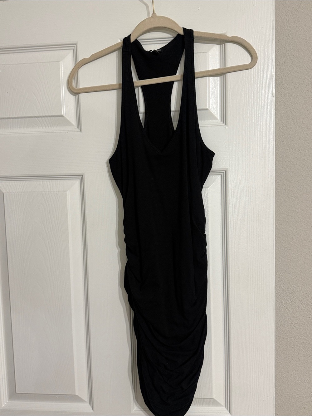 Express Black Racerback Ruched Mini Dress